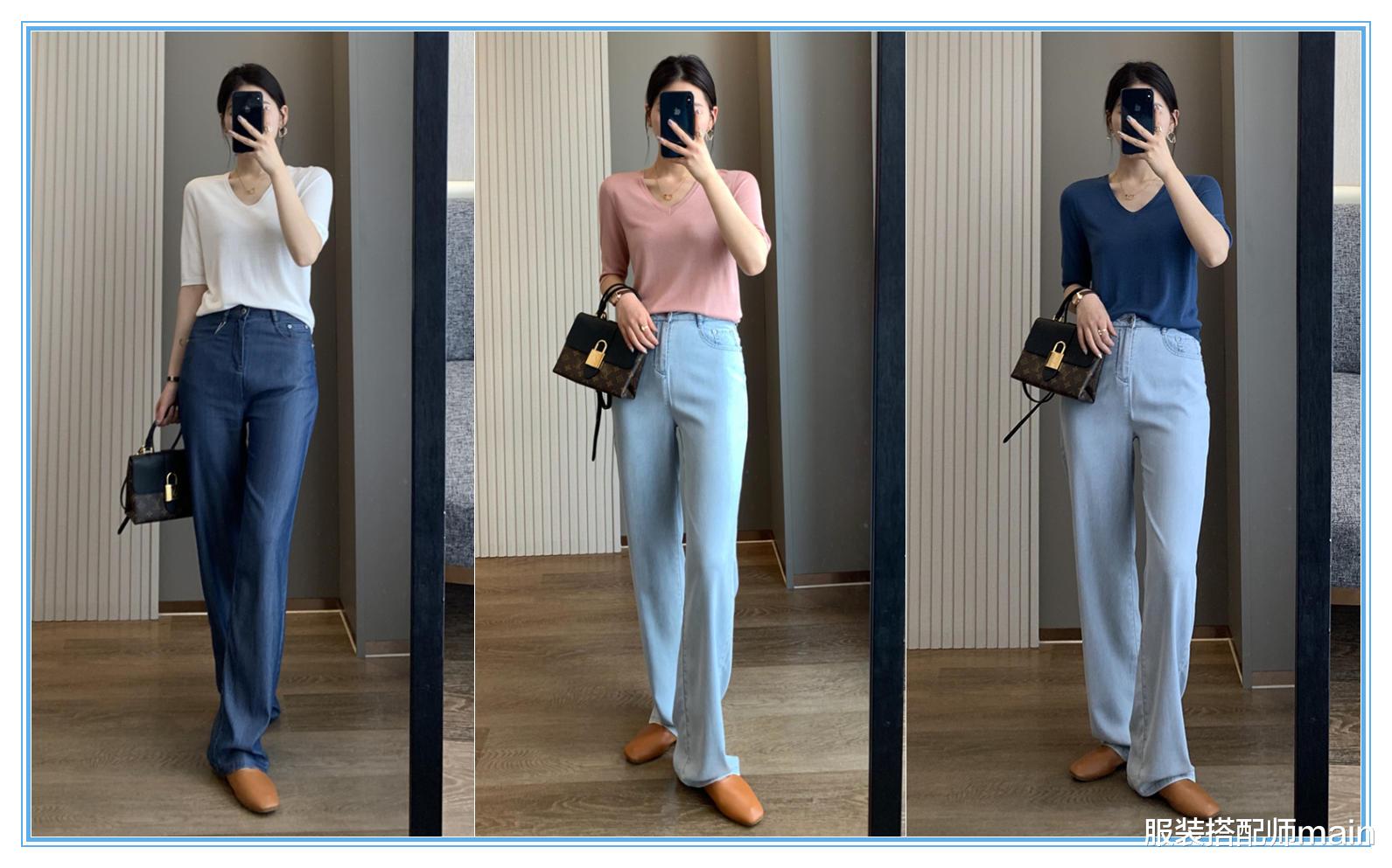 服装搭配师main|今夏必选3条牛仔裤,比短裤凉快比阔腿裤时髦,腿粗胯宽别错过