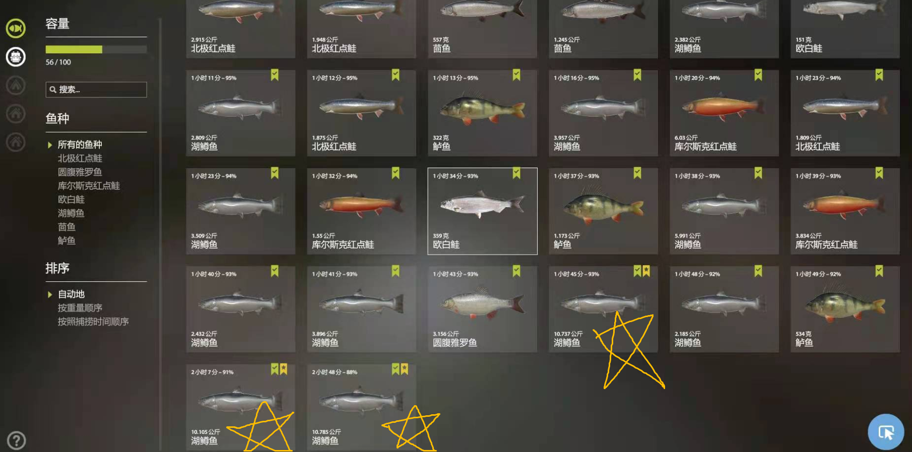 |俄罗斯钓鱼4  16图，拖钓3小时3条星湖鳟