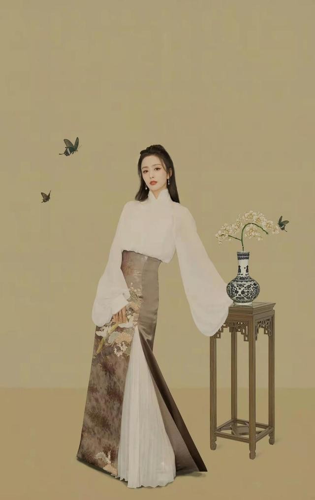 古风|佟丽娅“潮”起来真不得了,镭射裙里面套条古风裙,典雅不失潮流