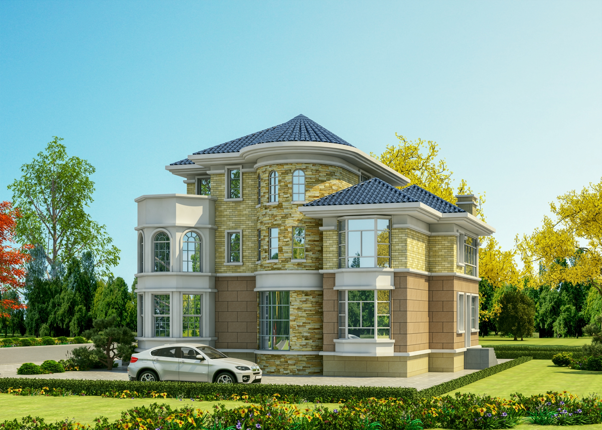 托斯卡纳风格自建别墅，温柔美好田园风，多面窗带来温暖阳光