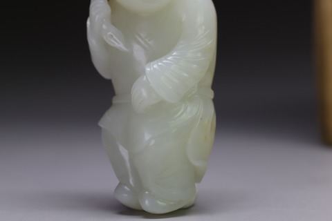 文玩|和田玉籽料枣黄皮童子献寿