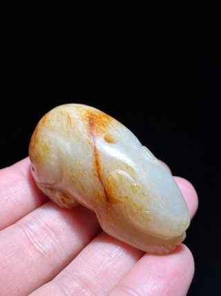 和田玉籽料|宋 和田玉籽料 白玉 玉兔 把件 挂件