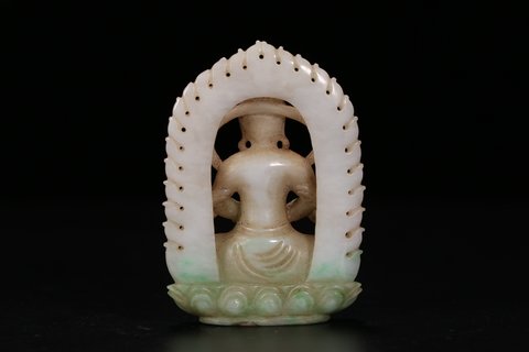 翡翠|晚清 翡翠净瓶观音坐像