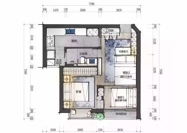 买下48㎡小户型,硬挤出三房一厅!麻雀虽小,装修不简单!