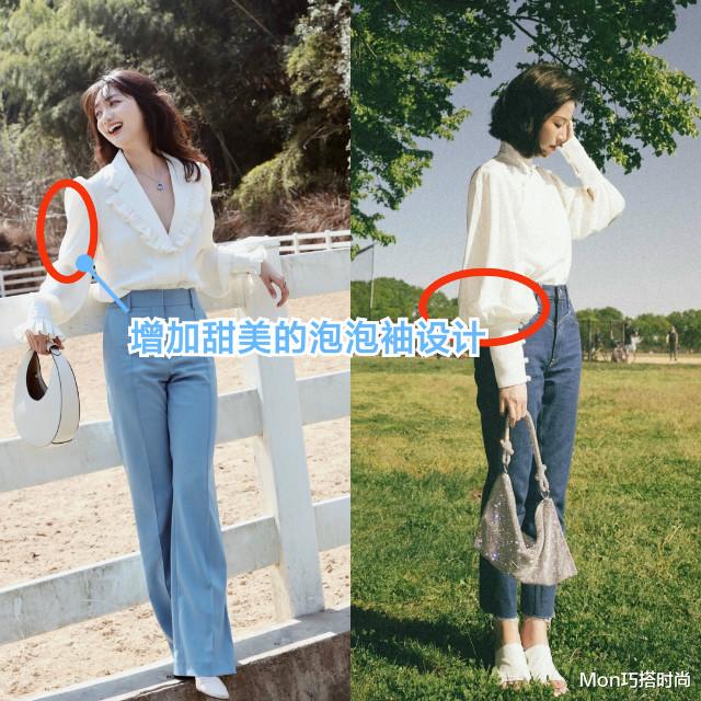 Mon巧搭时尚|阔腿裤过时了，今年流行：白衬衫+牛仔裤，时髦有型又显瘦，好看