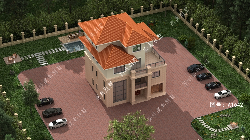 带车库的欧式别墅,非常适合四世同堂入住,简单而单调。