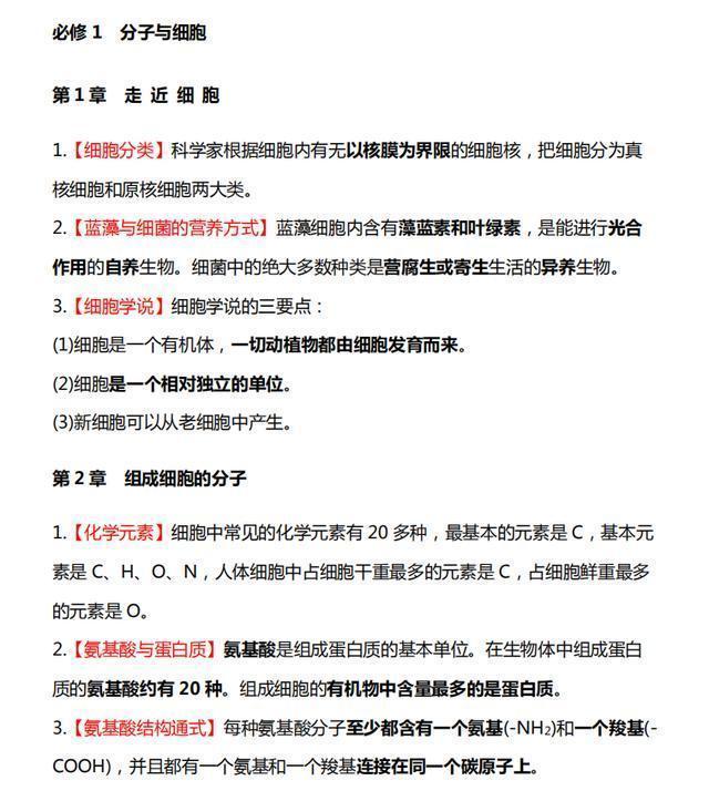 |高考生物必收集！考前必背知识点合集！清晰重点、考点整理！