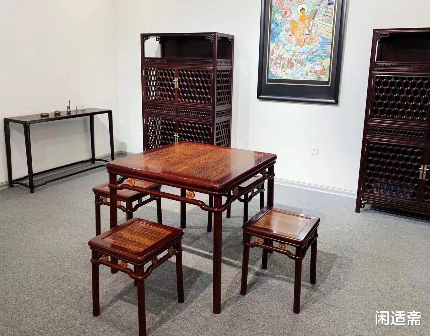 紫檀|圆包圆紫檀镶黄花梨,卡子龙休闲方桌,红木家具珍藏