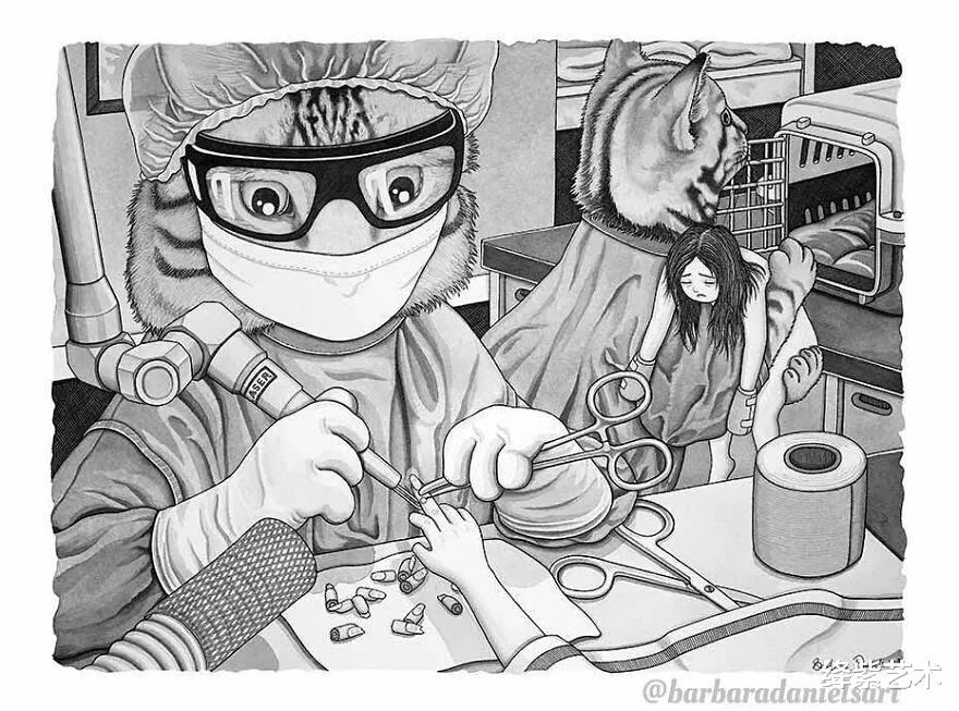 |?16幅人与动物互换角色的插画，画面多残忍，人类就该有多恐惧