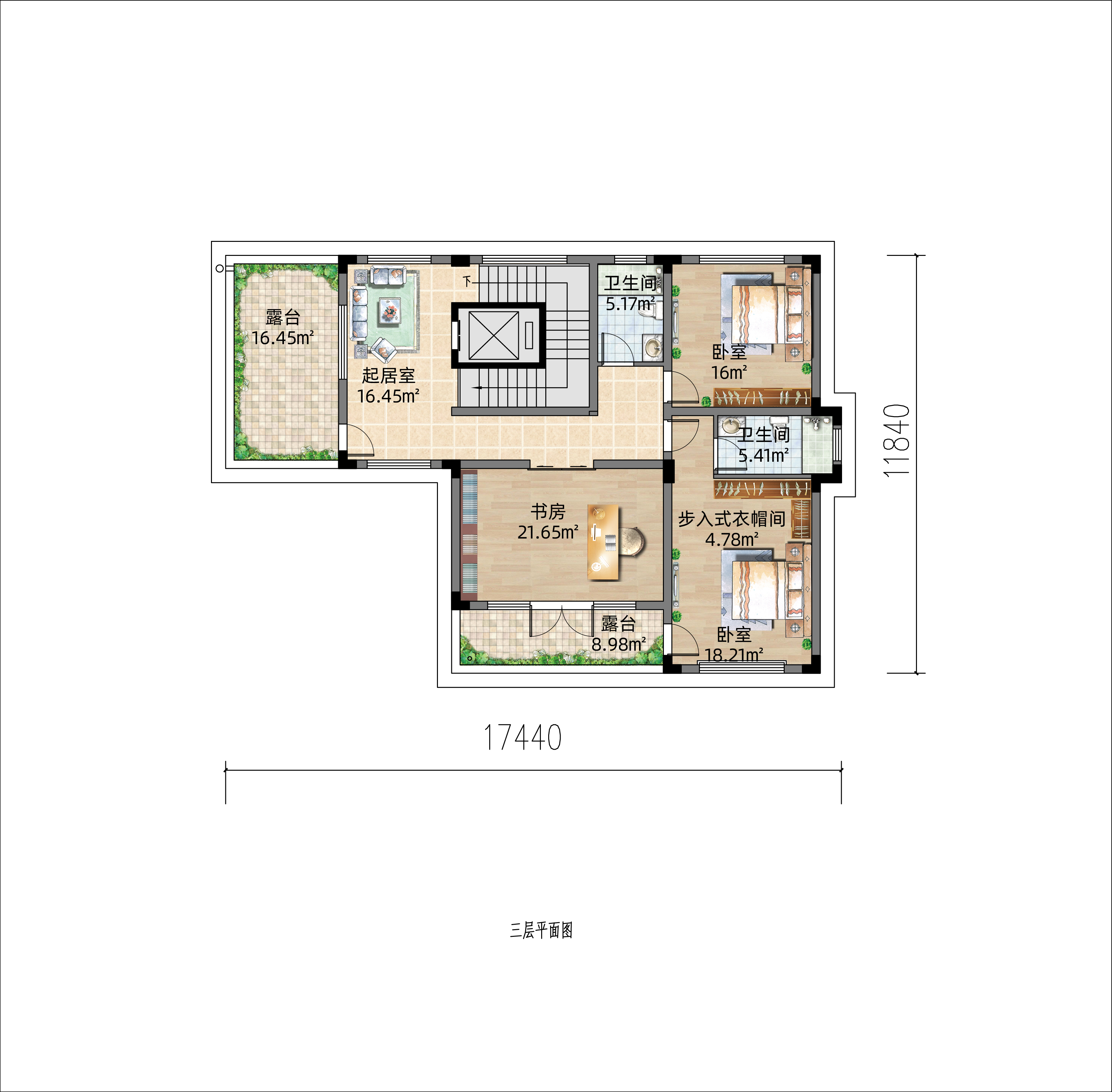 多级台阶上一层，不仅显得气派，也增加了架空层空间