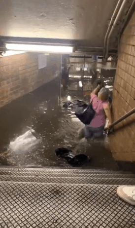 紐約暴雨致多個地鐵站被淹，官方回應：水往低處流，我們做得很好-圖2