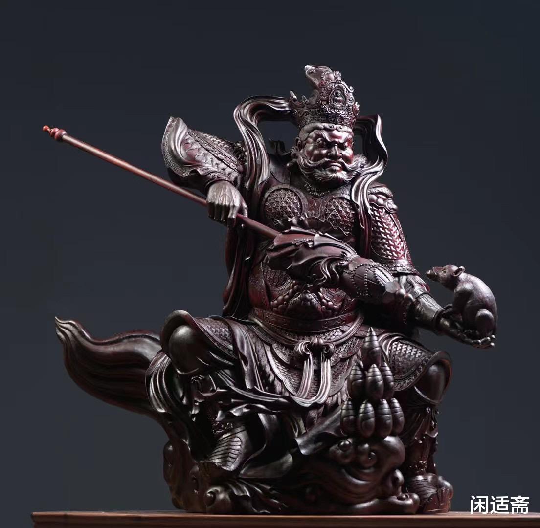 小叶紫檀|仙作佛像木雕珍赏,巨材小叶紫檀雕刻,北方多闻天王