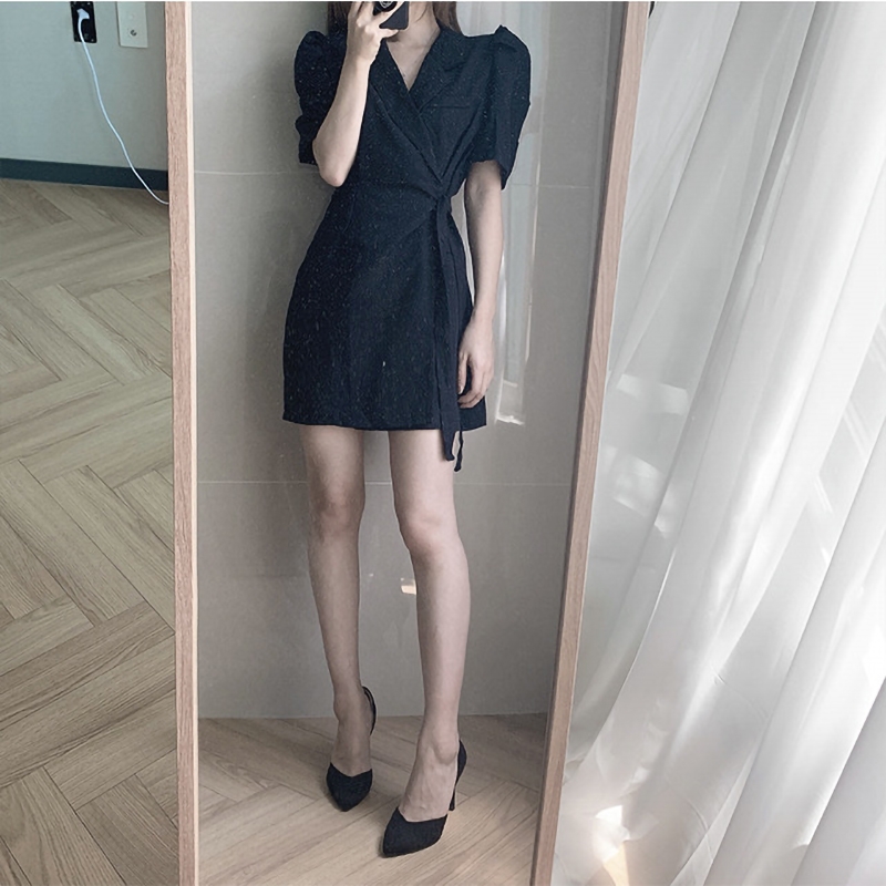 童瑶|职场西装泡泡袖连衣裙