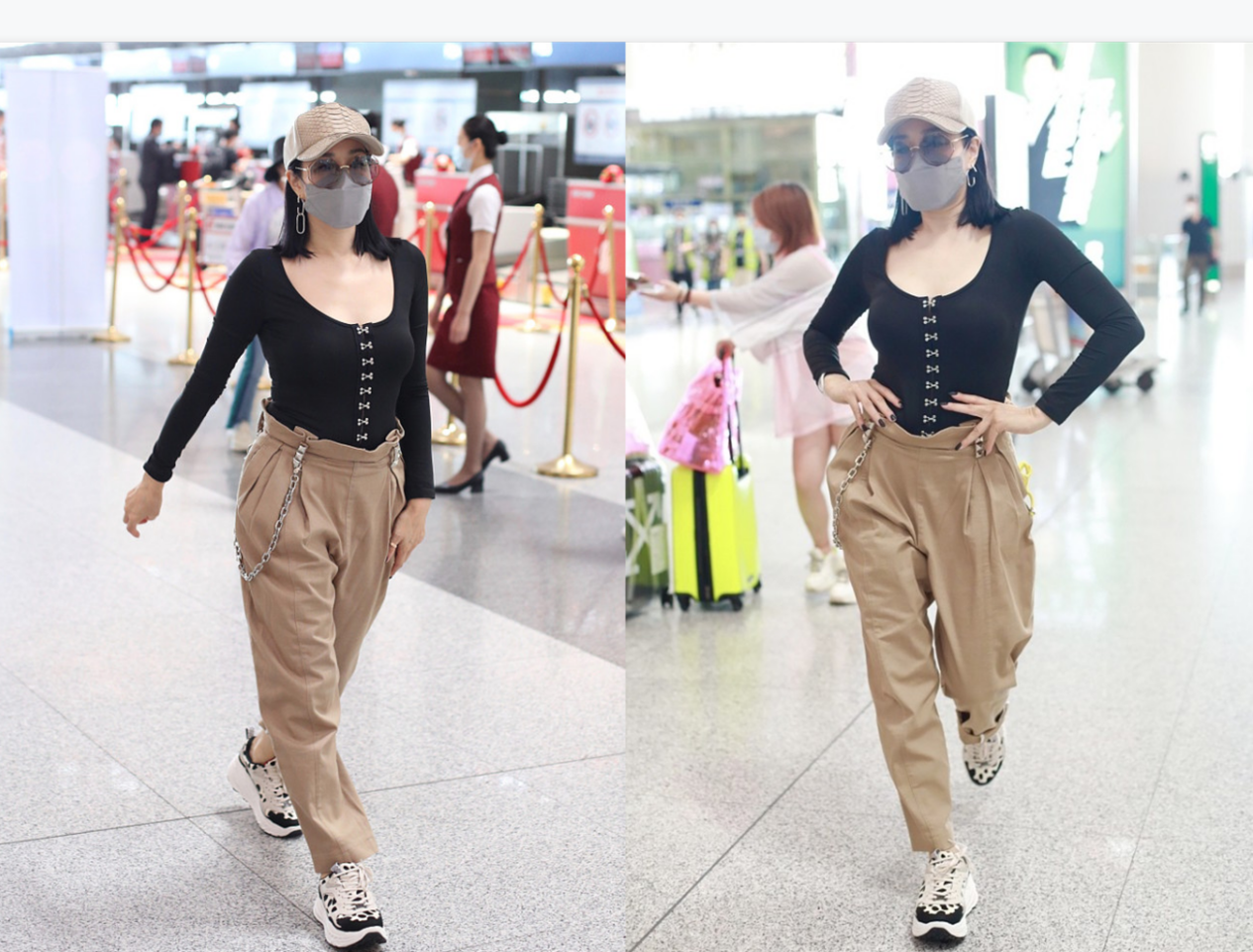 穿衣搭配|真佩服钟丽缇，50岁还能扎双马尾扮嫩，但衣服太紧勒出赘肉好明显