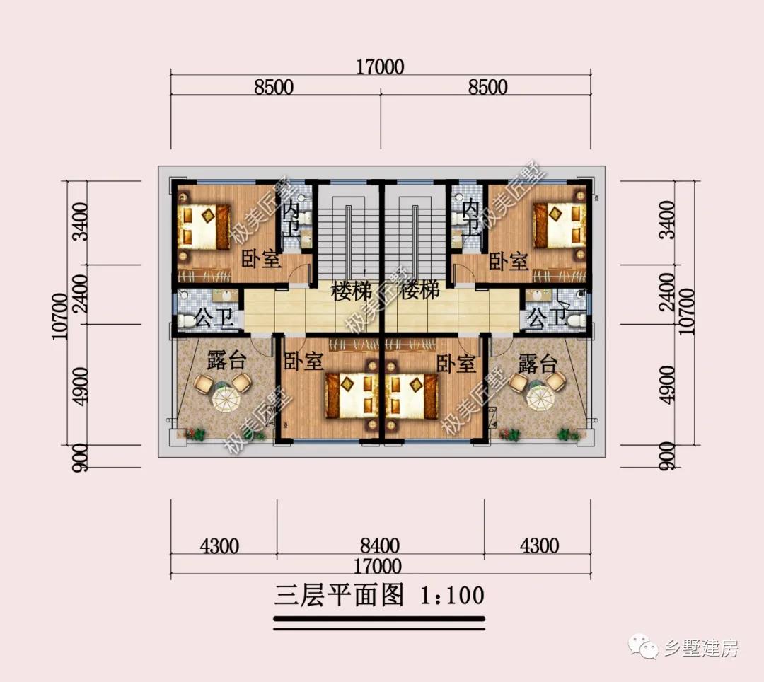 |17×10.7米欧式双拼别墅，感情深厚的兄弟都爱这样建