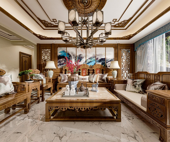 古典风格中式设计： 明清式的花纹成了现代时尚的点睛之笔。