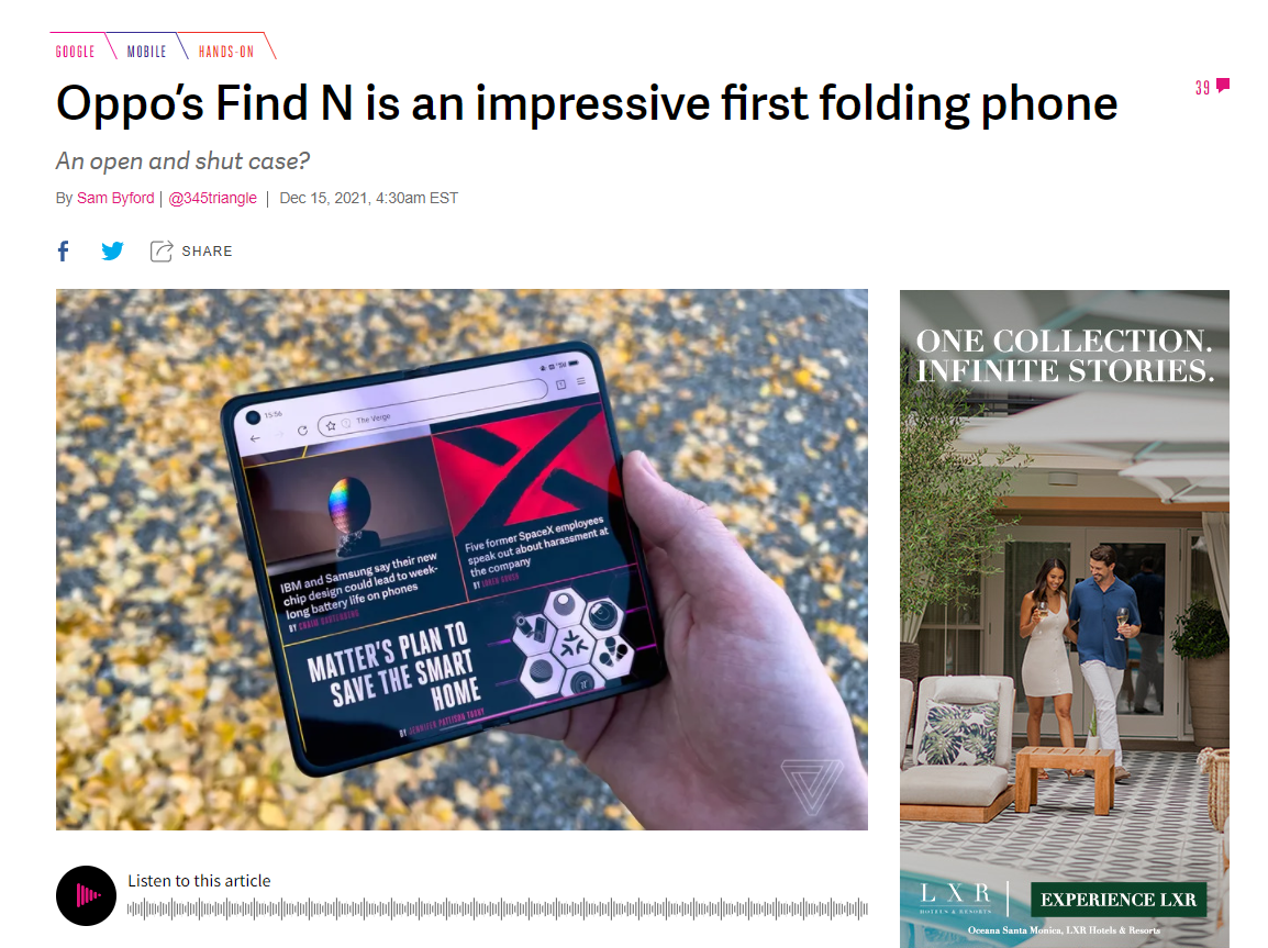 OPPO Find|用了回不去?知名大V纷纷上手OPPO Find N,连海外媒体都赞不绝口