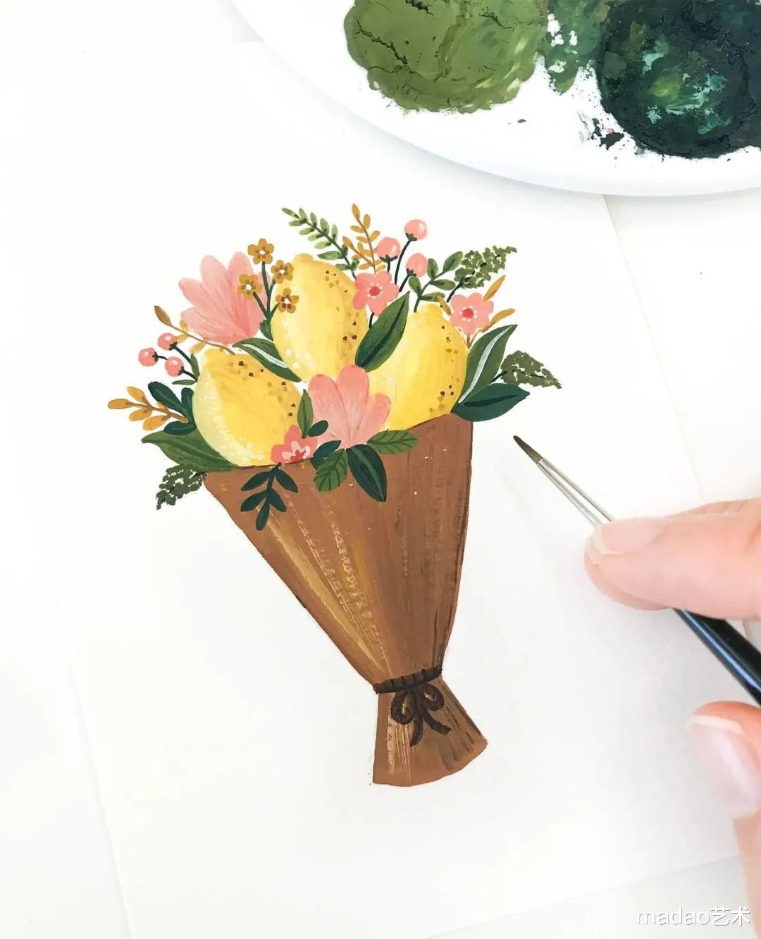 水彩装饰画，可以做成书签，赶紧试试吧