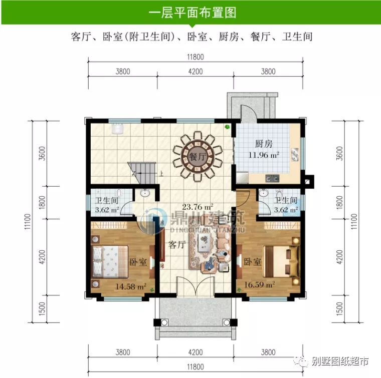 武汉|造价30万，11×11米二层农村自建别墅，5室3厅1书房，外观布局满分