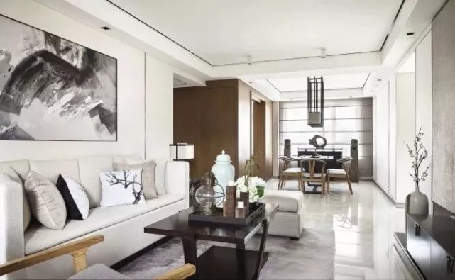 |126平卧室黑白灰的中式禅意格调，效果独特而又舒适端庄