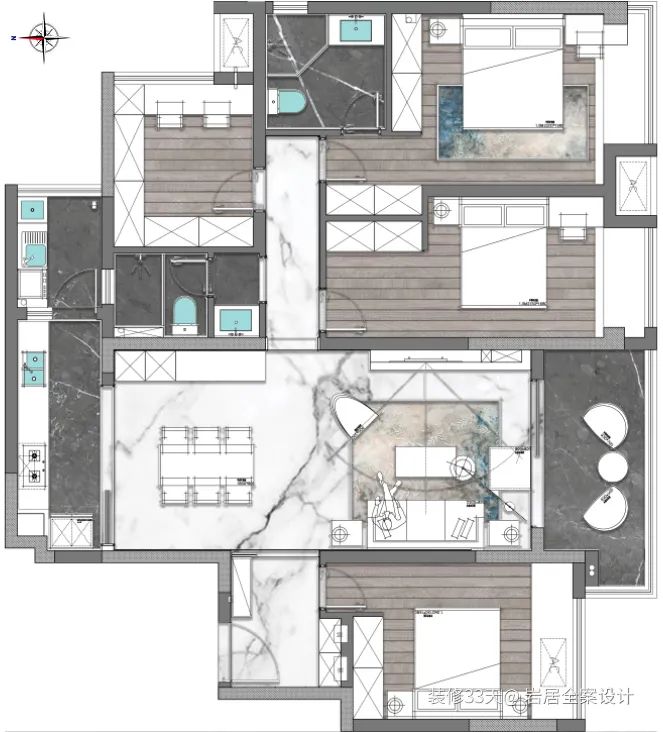 装修设计:132平实用又质感现代简约四室