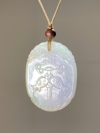 翡翠|清 翡翠 吉庆(磬)有余(鱼) 牌