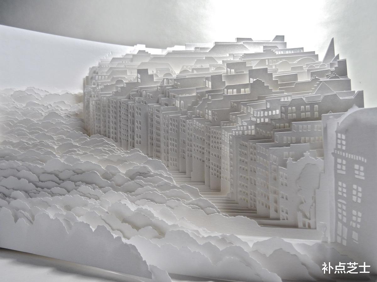 补点芝士 完全由白纸构成的城市，艺术家用剪纸打造出净化心灵的场所
