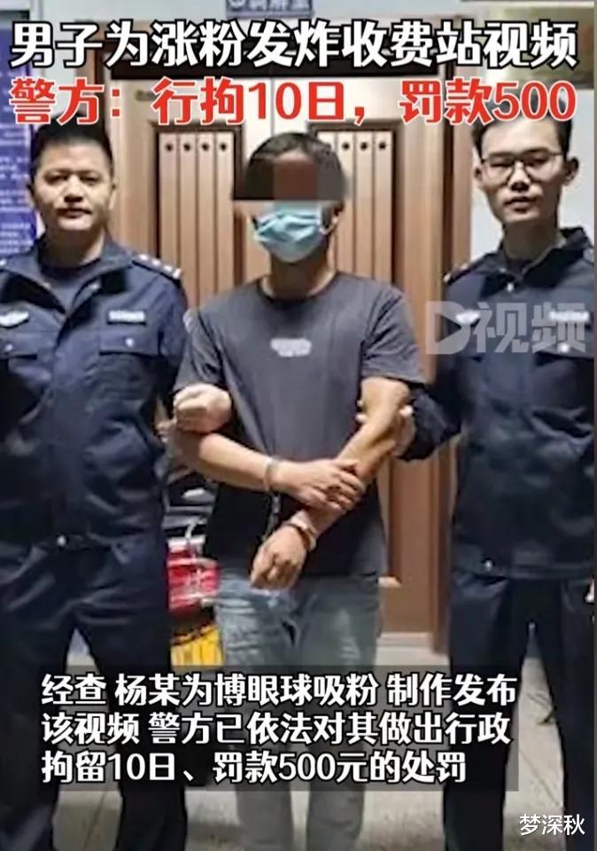 男子为涨粉发“炸”收费站视频，被刑拘罚款，网友: 他触犯了哪条法律？