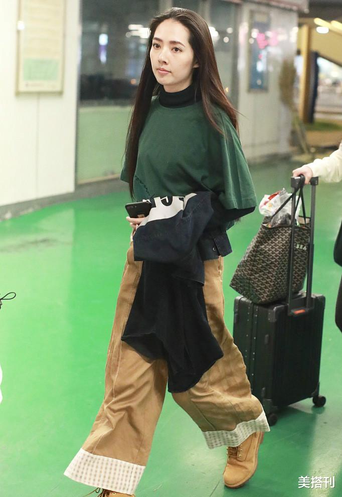 郭碧婷|郭碧婷私服翻车，宽松T恤配喇叭裤，170身高硬是穿出了158的感觉