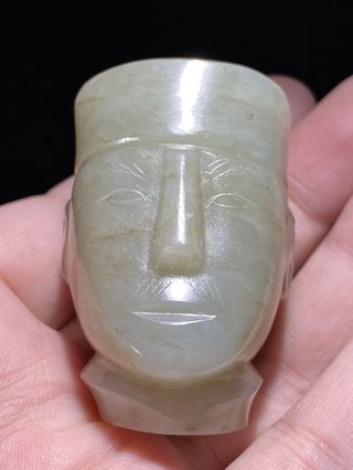 和田玉籽料|汉 和田玉籽料 籽玉 玉人首 俑首 把件