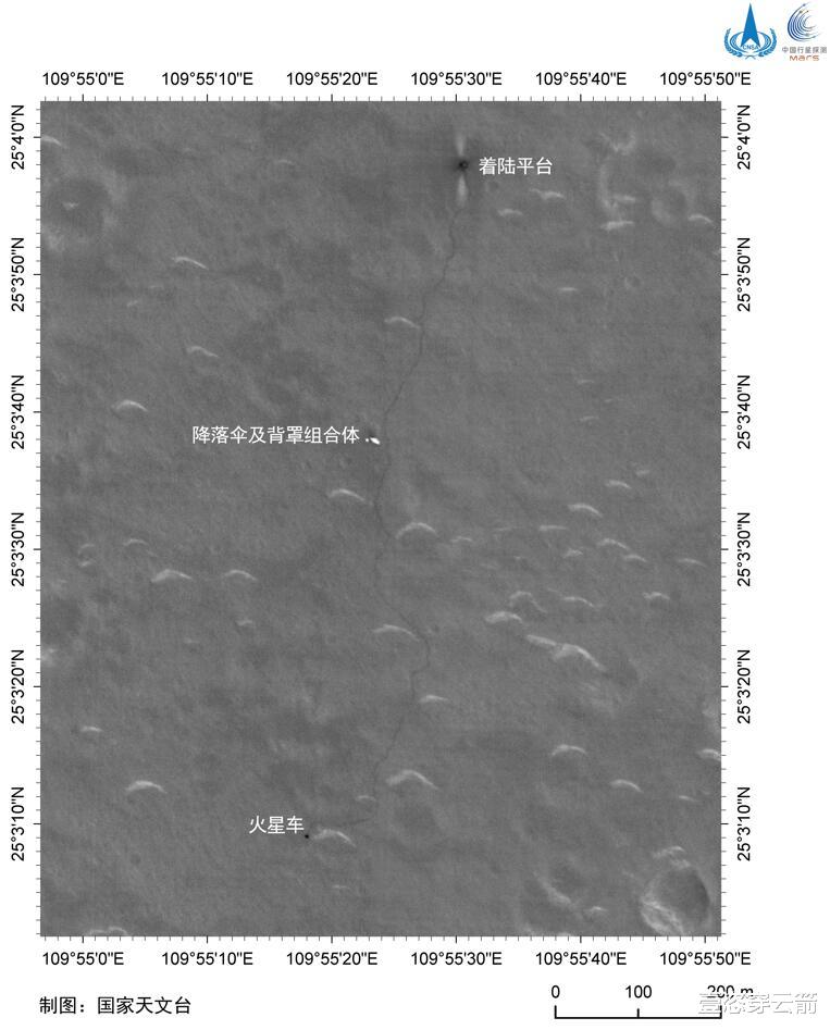  登陆火星100天，祝融号在停电休眠前，传回巡视点最新全景照片