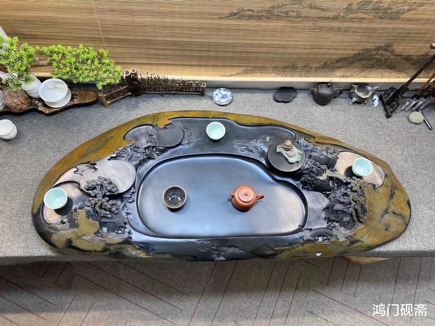 雕刻|在几万吨石头中，挑出4块极品“美石”，请国家级传承人雕成茶盘