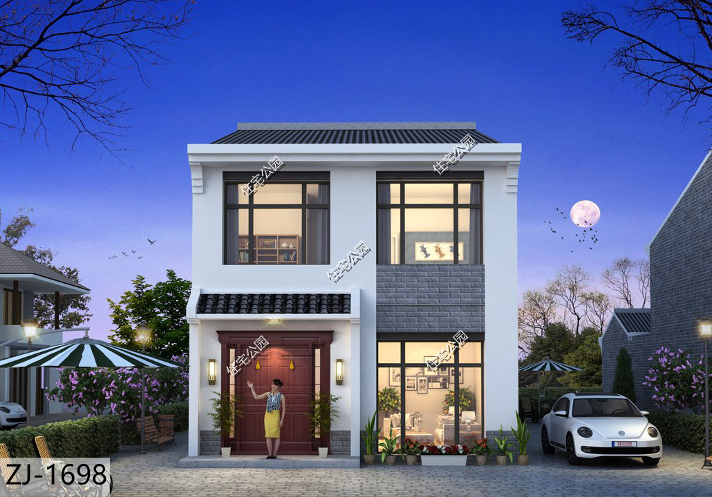 阳光房|7米面宽也能建中式，这个户型太赞了，阳光房配电梯超有面子