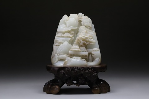 |?舊?藏 : 和田玉“松下山水亭台”山子