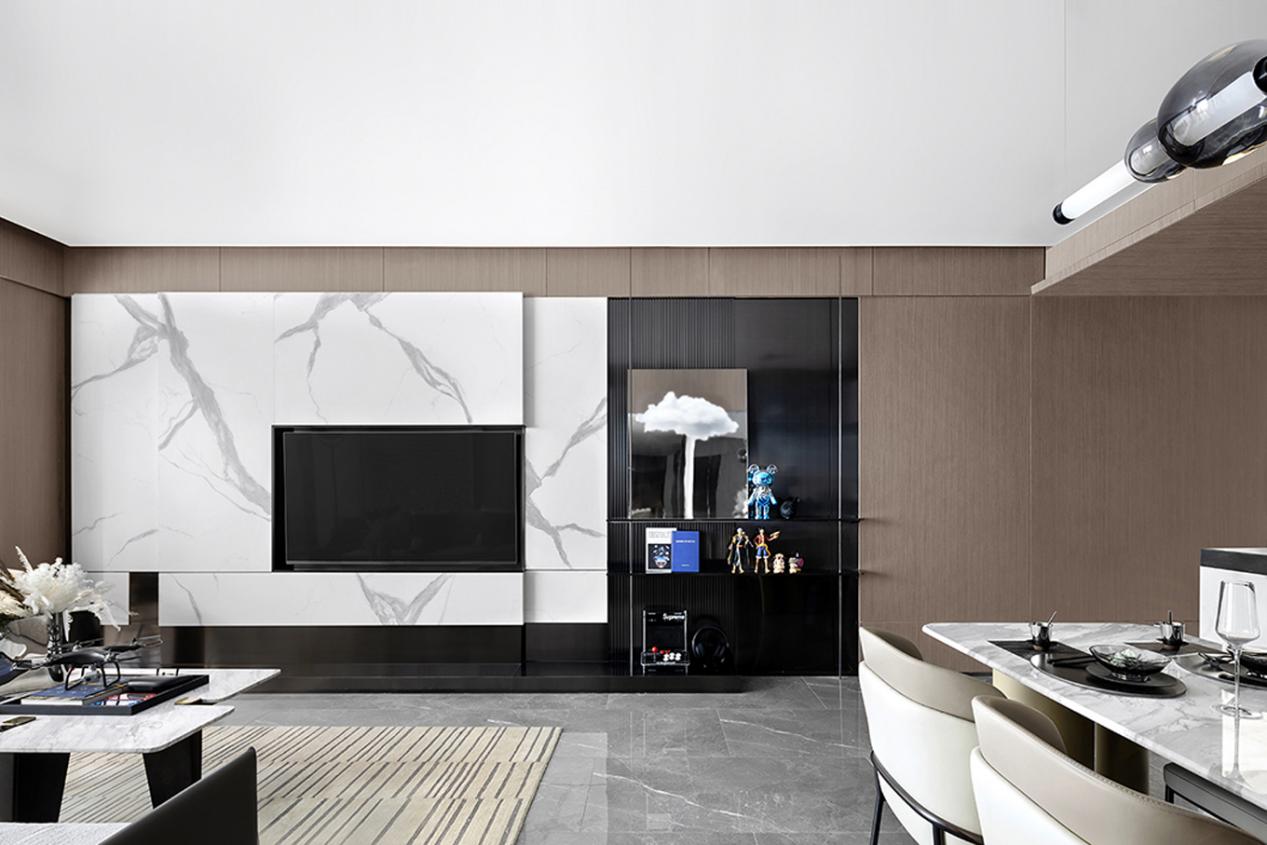 格斯设计|98平米三房二厅，现代简朴风格家居，白灰啡色极简设计，好治愈