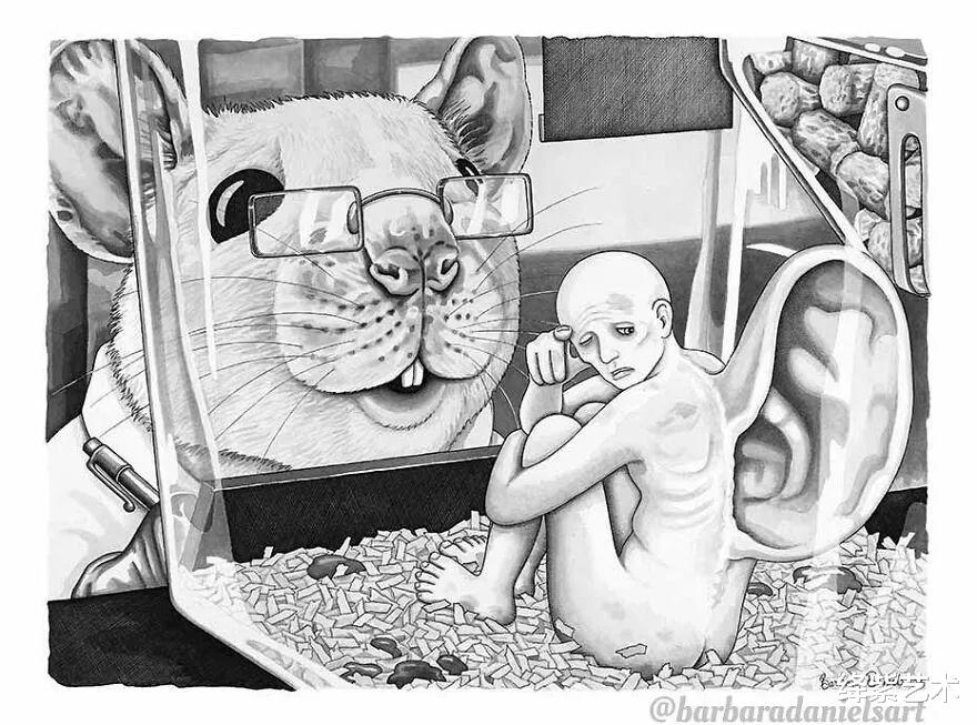 |?16幅人与动物互换角色的插画，画面多残忍，人类就该有多恐惧