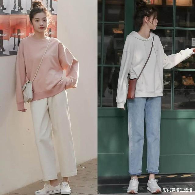 时尚穿搭生活馆 收起你的裙子吧！降温后试试“卫衣+裤子”，不仅减龄，还有气质