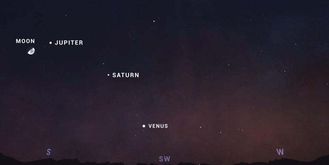 今夜,让我们一同欣赏三星伴月