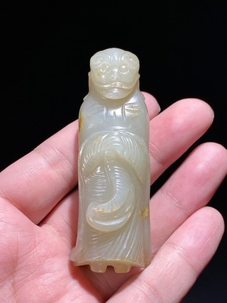 和田玉籽料|宋 和田玉籽料 白玉 罗汉 玉勒 把件挂件