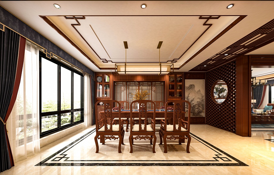 中式装修设计：疏密有致的鱼鳞瓦片都在表达着祝愿。