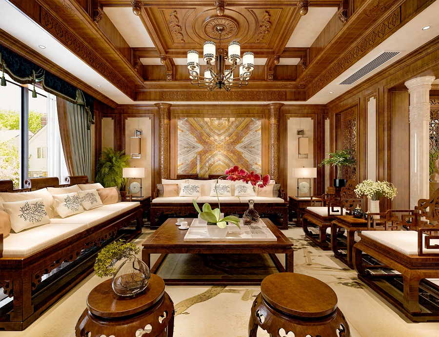 中式大宅设计：喜欢传统的亭台楼阁？原木装修给你还原80%。
