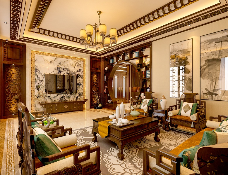 素雅中式设计:国画怒刷存在感,打造人文艺术感十足的装修。