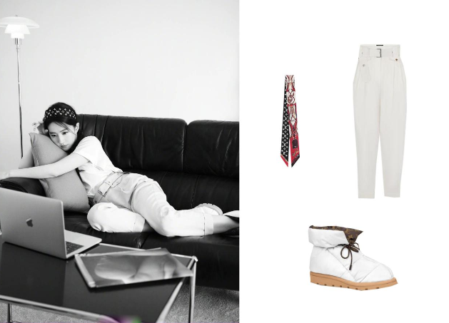 刘亦菲|刘亦菲在家穿1万萝卜裤配9千靴看秀，穿着奢侈躺沙发上，身段苗条美得不敢看！