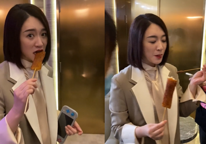 李隆基|李小冉吃烤串被围观!穿紧身上衣身段完美,尽情舔嘴角一脸满足