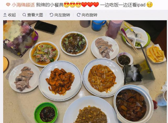 黄晓明|黄晓明为baby做红烧肉,儿子小海绵餐具抢镜:10寸ipad不离手