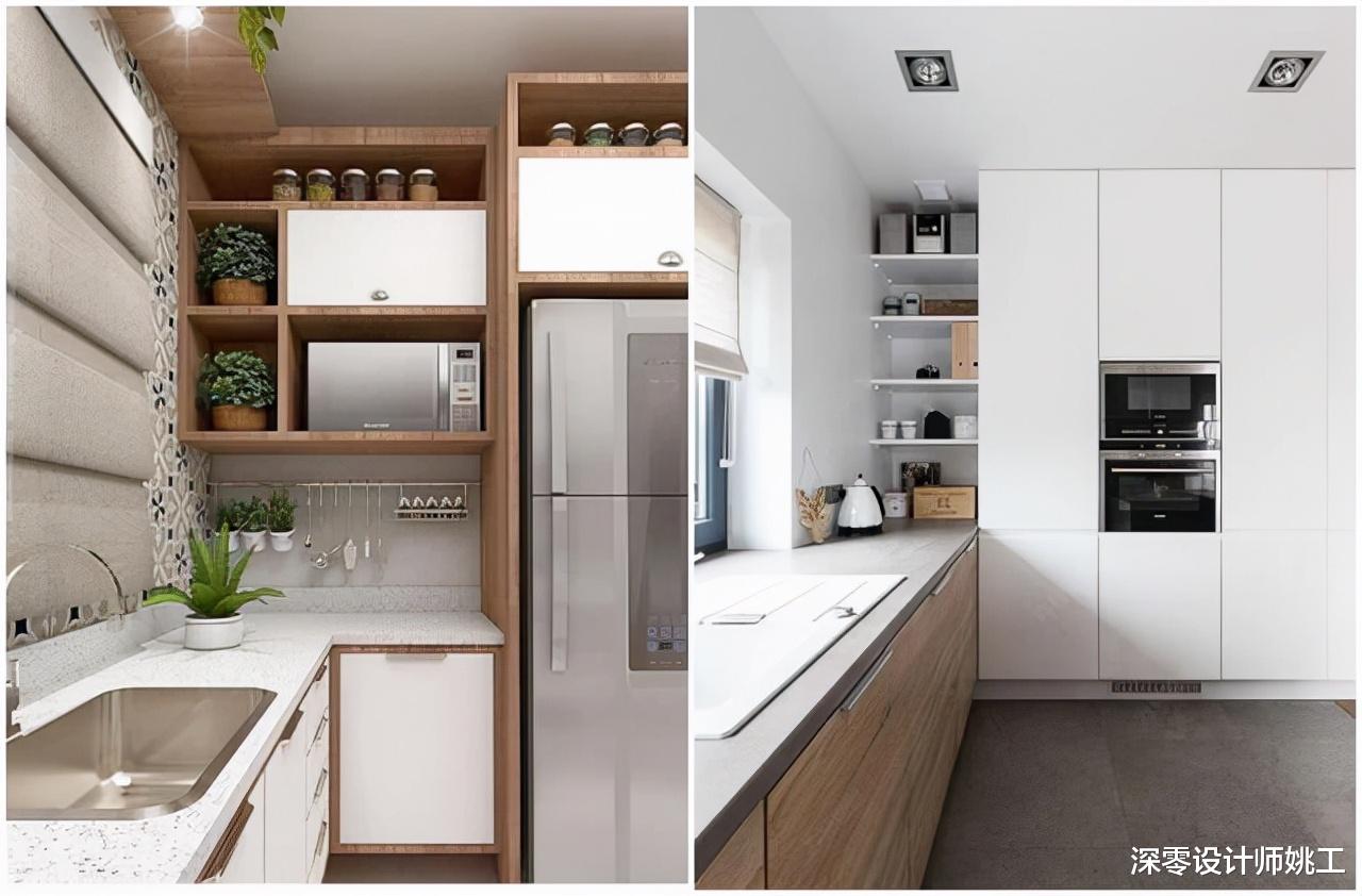 厨房越小越不建议常规装修,内侧转角设储物间,1㎡也能大有用途