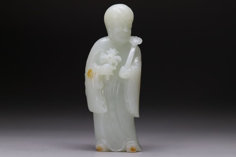 和田玉籽料|舊藏和田玉籽料“枣黄皮 如意轮尊者”.