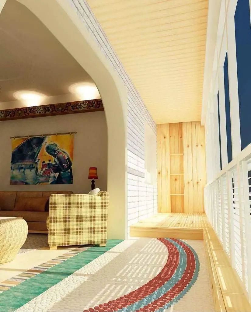 阳台封闭式起来，这样打个榻榻米，白白多出一间房，客厅还显大！