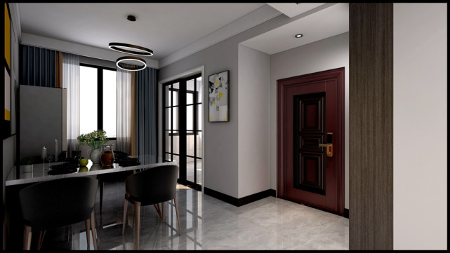 山东省|128平黑白灰现代三居室,硬朗成熟,也不失优雅情调