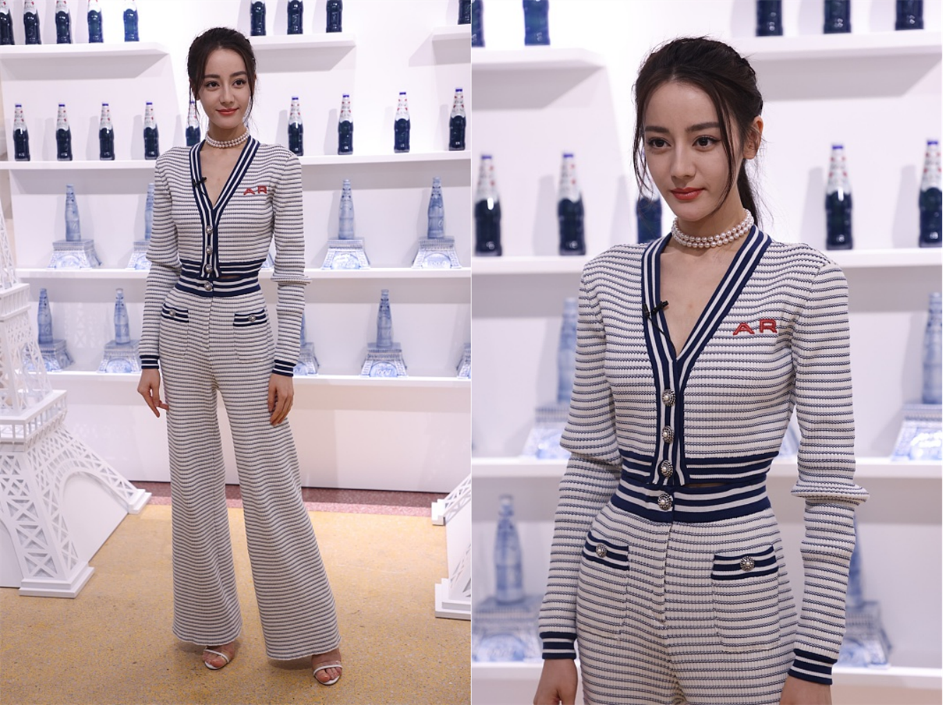 迪丽热巴|迪丽热巴的身材谁不爱?穿条纹衫凹出小细腿,重点是又长又没赘肉